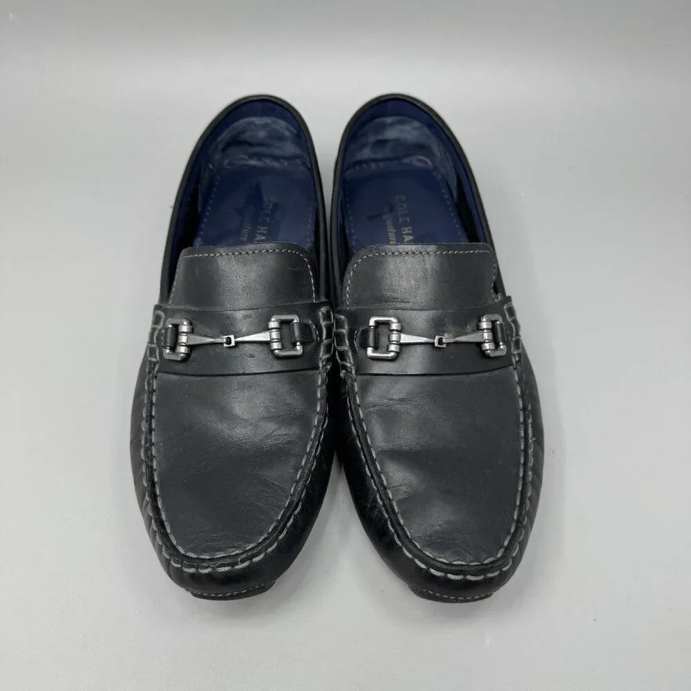 Cole Haan Men's  Black Silver Horsebit Moccasin Loafer Shoes Sz 9.5M #C24714
